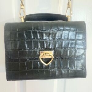 Kate Spade Dark Green Croc-Embossed Shoulder Bag
